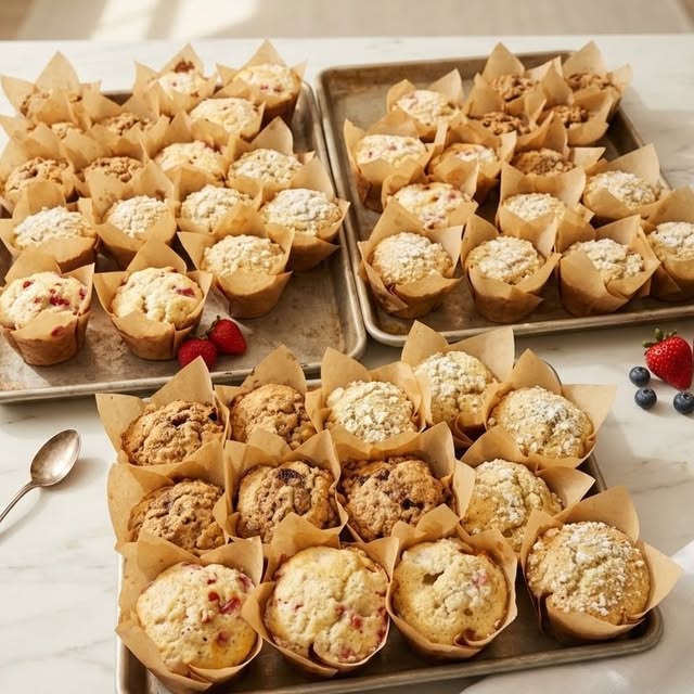 Trays of muffins baked by Morgan
