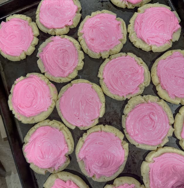Morgan's pink-frosted sugar cookies